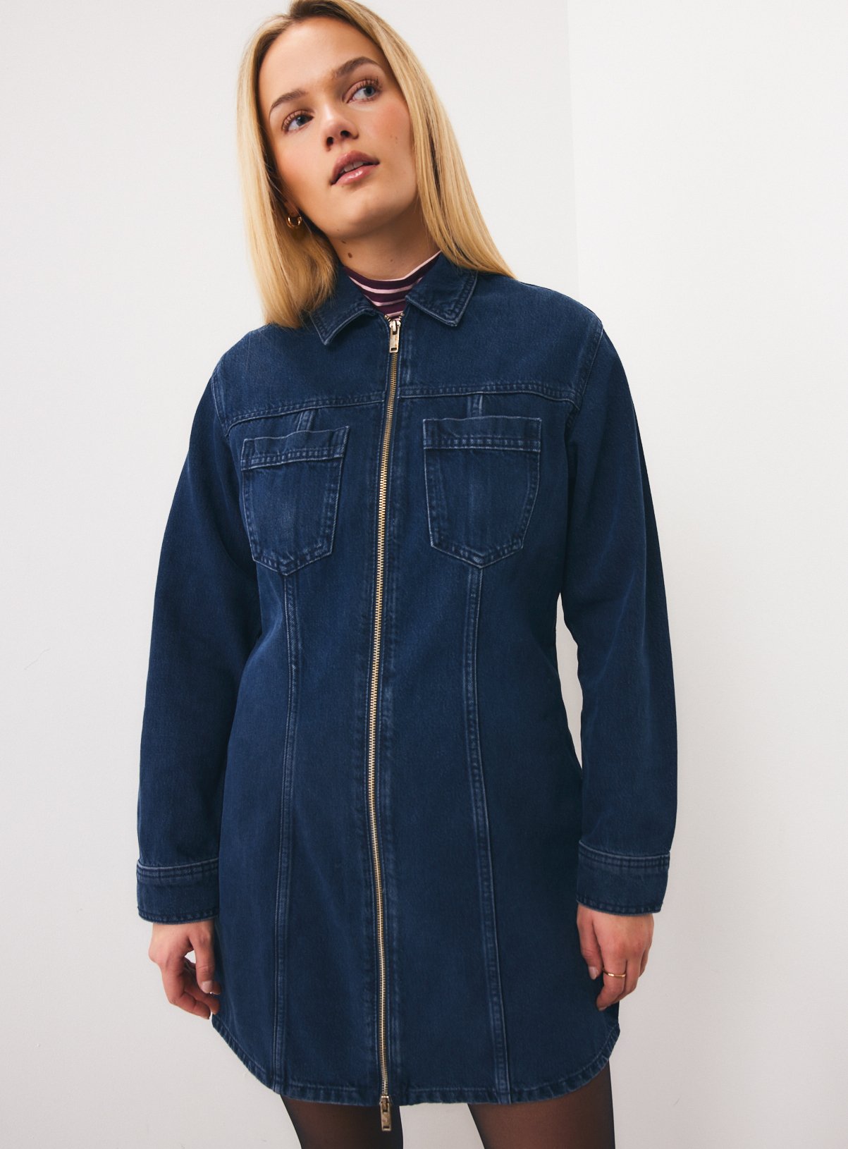 Dark Denim Zip Front Dress 12 - Image 2 thumbnail